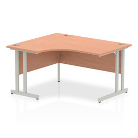 Isle 140cm Beech Left Computer Desk With Silver Cantilever Leg