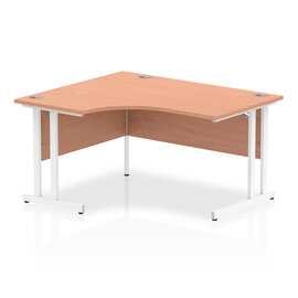 Isle 140cm Beech Left Computer Desk With White Cantilever Leg