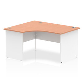Isle 140cm Beech Left Computer Desk With White Panel End Leg