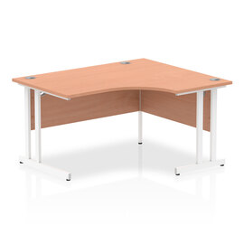Isle 140cm Beech Right Computer Desk With White Cantilever Leg