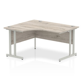 Isle 140cm Grey Left Computer Desk With Silver Cantilever Leg