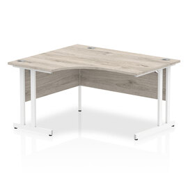 Isle 140cm Grey Left Computer Desk With White Cantilever Leg