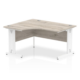 Isle 140cm Grey Left Computer Desk With White Managed Leg