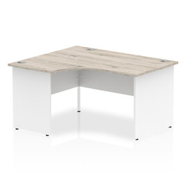 Isle 140cm Grey Oak Left Computer Desk With White Panel End Leg