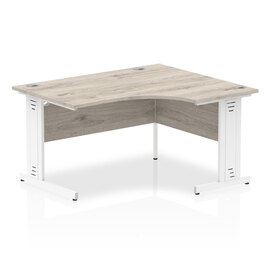 Isle 140cm Grey Right Computer Desk With White Managed Leg