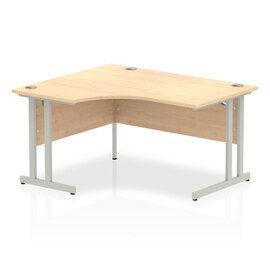 Isle 140cm Maple Left Computer Desk With Silver Cantilever Leg
