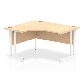 Isle 140cm Maple Left Computer Desk With White Cantilever Leg