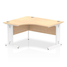 Isle 140cm Maple Left Computer Desk With White Managed Leg