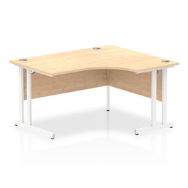 Isle 140cm Maple Right Computer Desk With White Cantilever Leg