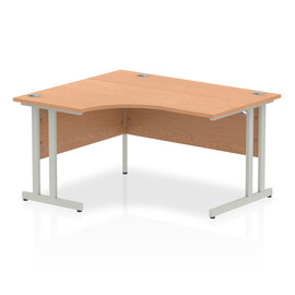 Isle 140cm Oak Left Computer Desk With Silver Cantilever Leg