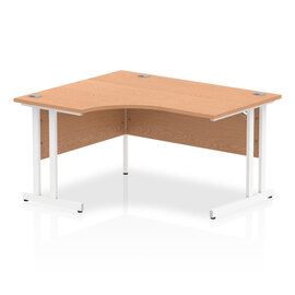 Isle 140cm Oak Left Computer Desk With White Cantilever Leg