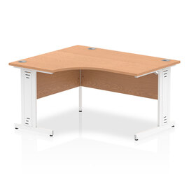 Isle 140cm Oak Left Computer Desk With White Managed Leg