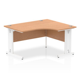 Isle 140cm Oak Right Computer Desk With White Managed Leg