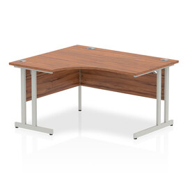 Isle 140cm Walnut Left Computer Desk With Silver Cantilever Leg