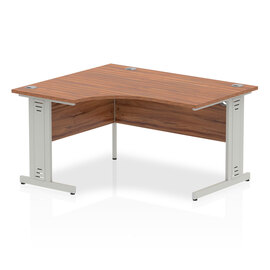 Isle 140cm Walnut Left Computer Desk With Silver Managed Leg
