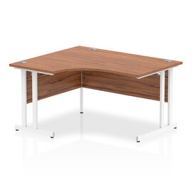 Isle 140cm Walnut Left Computer Desk With White Cantilever Leg