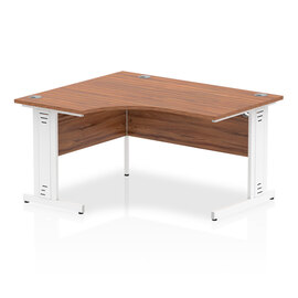 Isle 140cm Walnut Left Computer Desk With White Managed Leg