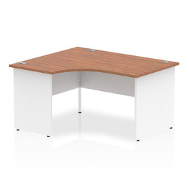 Isle 140cm Walnut Left Computer Desk With White Panel End Leg