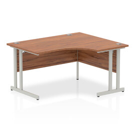 Isle 140cm Walnut Right Computer Desk With Silver Cantilever Leg