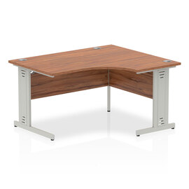 Isle 140cm Walnut Right Computer Desk With Silver Managed Leg