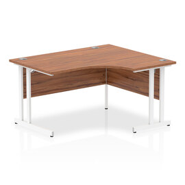 Isle 140cm Walnut Right Computer Desk With White Cantilever Leg