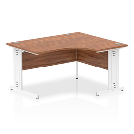 Isle 140cm Walnut Right Computer Desk With White Managed Leg