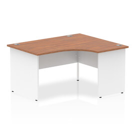 Isle 140cm Walnut Right Computer Desk With White Panel End Leg