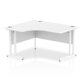 Isle 140cm White Left Computer Desk With White Cantilever Leg