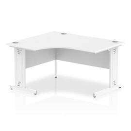 Isle 140cm White Left Computer Desk With White Managed Leg
