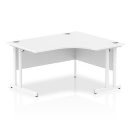 Isle 140cm White Right Computer Desk With White Cantilever Leg