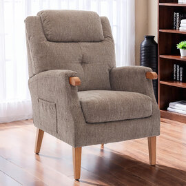 Itaquera Fabric Armchair With Wooden Legs In Mink