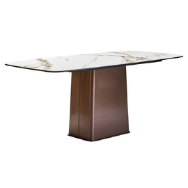 Ithaca Ceramic Top Dining Table With Stainless Steel Legs In White