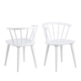 Ithaca White Wooden Dining Chairs In Pair