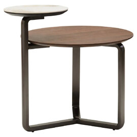 Ithaca Wooden Nesting Coffee Table In Brown And White Marble Effect