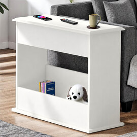 Iverion Wooden End Table with Magazine Rack in White