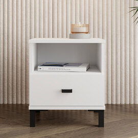 Ivomel Wooden Bedside Cabinet with 1 Drawer in White