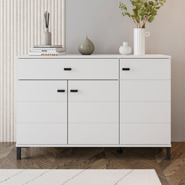 Ivomel Wooden Sideboard with 3 Doors in Opaque White
