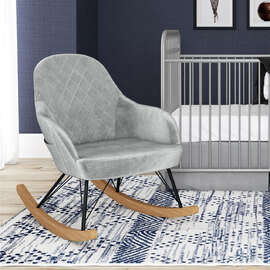 Ixtano Velvet Rocking Bedroom Chair in Grey