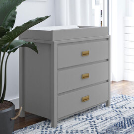 Ixtano Wooden Chest Of 3 Drawers in Grey