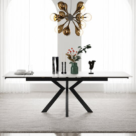 Izenor Ceramic Extending Dining Table in Grey Gloss