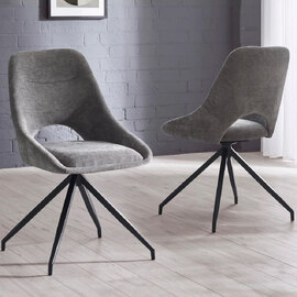 Jaffrey Grey Fabric Dining Chairs - Pair