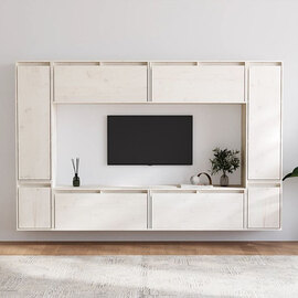 Jairus Solid Pinewood Entertainment Unit In White