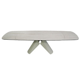 Jalnor Travertine Marble Effect Ceramic Top Extending Dining Table with Champagne Base