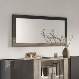 Avora High Gloss Mirror in Dark Grey Pine and LED