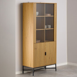 Jasper Wooden Display Cabinet With 4 Doors In Wild Oak