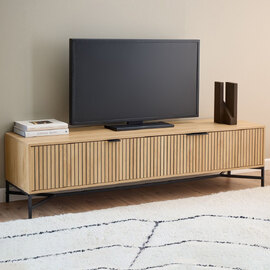 Jasper Wooden TV Stand With 3 Doors In Wild Oak