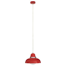 Jaspro Round 1 Metal Shade Pendant Light In Red And Chrome