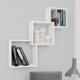 Javana Wooden Cube Wall Shelf In White