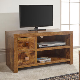 Jawcraig Wooden TV Stand With 2 Drawers In Brown