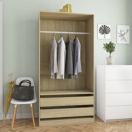 Jaxie Wooden Open Wardrobe With 2 Drawers In Sonoma Oak